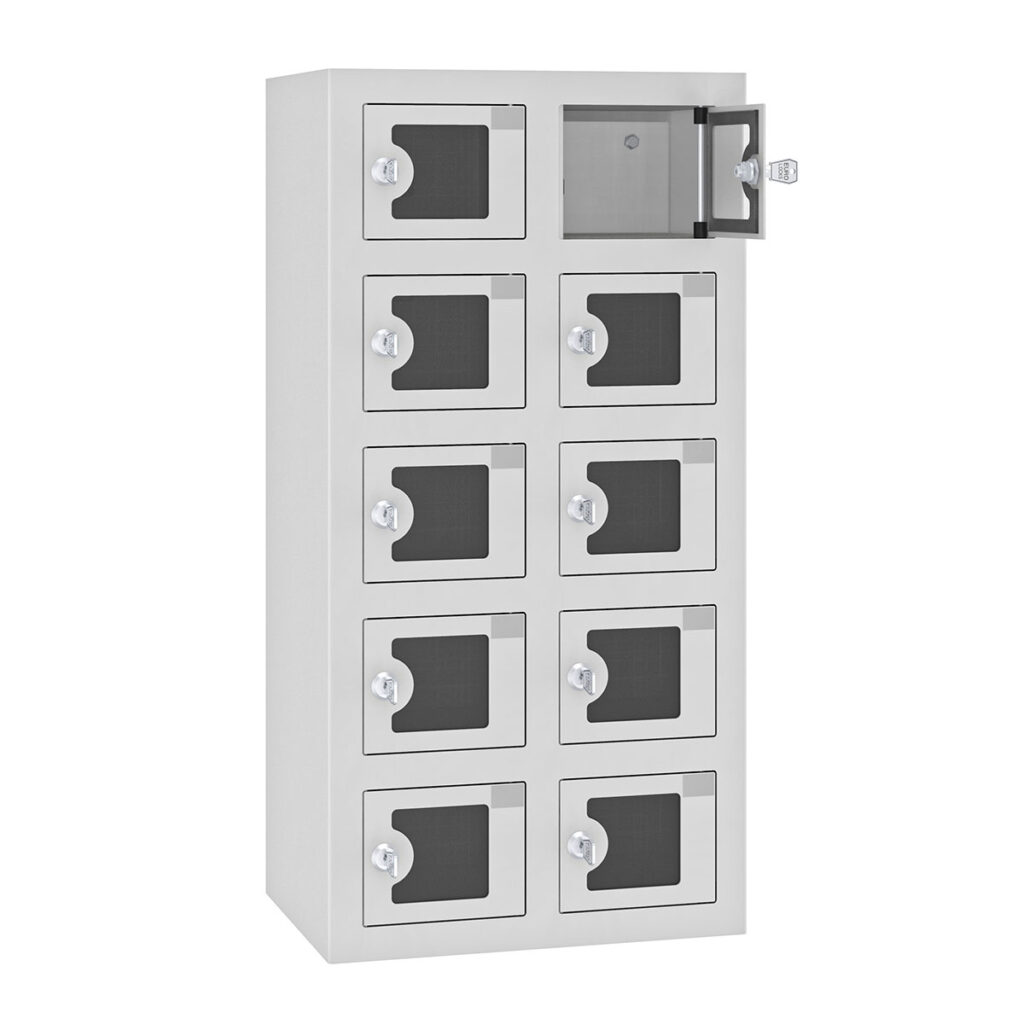Handy Ladeschrank mit Plexiglasscheiben - 10 Fächer